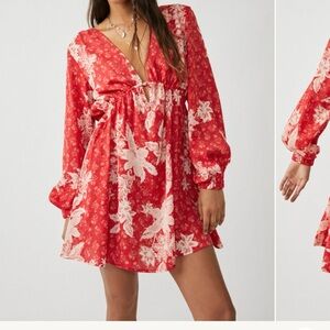 Floral Red Women's Dress